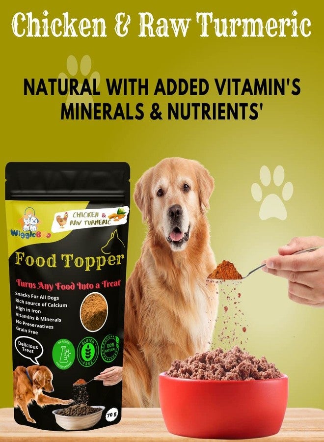 WiggleBoo Magical Dog Food Topper || Joy of Best Taste || Chicken & Raw Turmeric Flavour || Grain Free & Protein Rich || Anti Oxident || 70g - Image 3